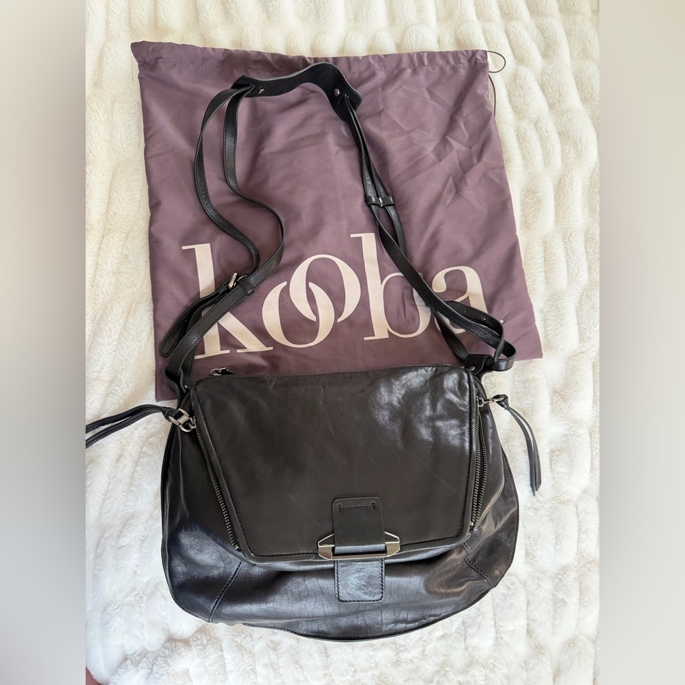 Vintage Kooba Black Leather Crossbody Bag